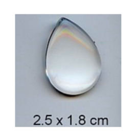 Cabochon/Plaksteen Glas 25x18 mm Druppel per 2 Transparant 042