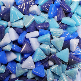 Glasmozaiek Driehoekjes 10 mm per 250 gram Mix Blauw 304