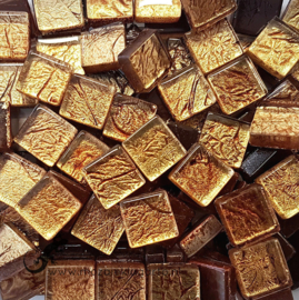 Mozaïek Glastegeltjes 10x10 mm (50 gram) Folie Brons 1015