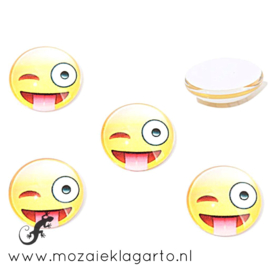 Cabochon/Plaksteen Glas 16 mm per 4 Smile Knipoog 31400