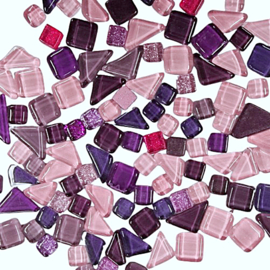 Mozaiek Puzzelstukjes Soft Glas 250 gram Roze/Paarse Mix 305