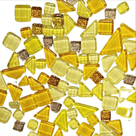 Mozaiek Puzzelstukjes Soft Glas 250 gram Gele Mix 302