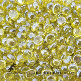 Glas Nugget Mini 9-13 mm Transparant Iriserend 50 gram Geel 4367