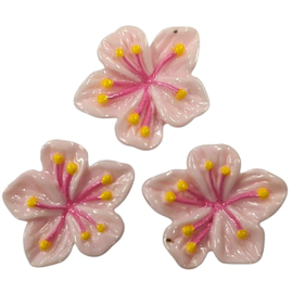 Bloemetjes 2 cm – Kunststof Plakstenen 3 stuks  Lichtroze 96