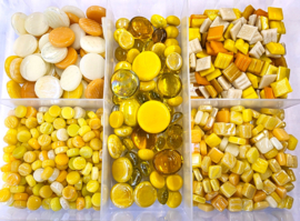 Glasmix in sorteerdoos 500 gram Mix Geel 500-2