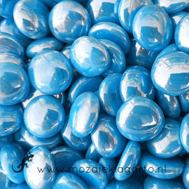 Glas Nugget 17-22 mm Opaal Iriserend 50 gram Aqua 4449