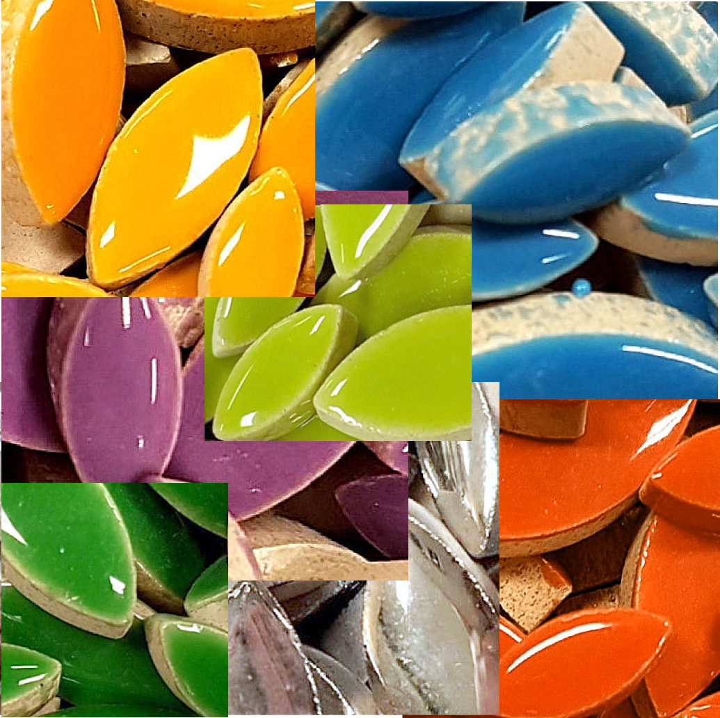 Geglazuurde keramiek bloemblaadjes 2 maten per 200 gram Mix Bont 300