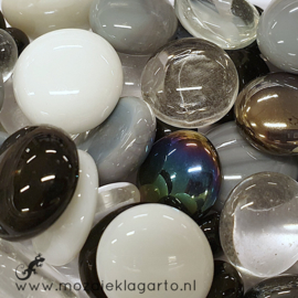 Glas Nugget 9-22 mm Mix 250 gram Zwart/Grijs/Wit 309