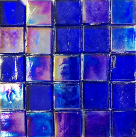 Glastegels 15 mm  Donkerblauw Transparant per 25 tegels