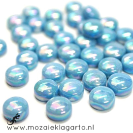 Glasdruppel Rond 12 mm per 50 gram Parelmoer Aqua 063P