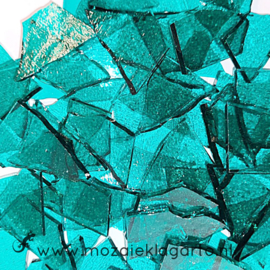 Gekleurde glasscherven Transparant  Zeegroen W96-18t