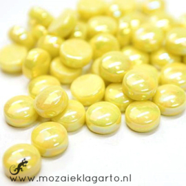 Glasdruppel Rond 12 mm per 50 gram Parelmoer Fel Geel 028P