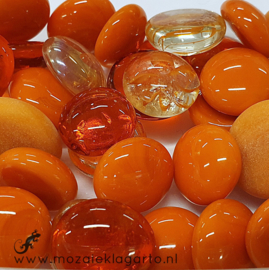 Glas Nugget 9-22 mm Mix 250 gram Oranje 302