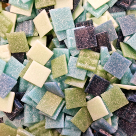 Mozaïektegeltjes Glas 20x20 mm 1000 gram Groene Mix 703