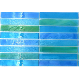 Tiffany glas reepjes 1x6.5 cm per 10 Turquoise 016