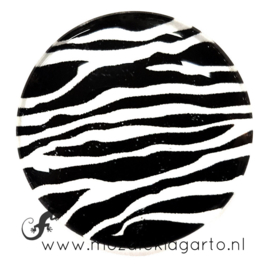 Cabochon/Plaksteen Glas 30 mm Zebra Zwart - Wit 22013