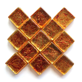 Mozaïek Glastegeltjes 10x10 mm (50 gram) Folie Koper 2335