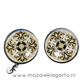 Cabochon/Plaksteen Glas 20 mm per 2 Mandala Beige - Zwart 39134
