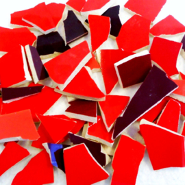 Mozaïek tegelscherven voor BINNEN per 750 gram Rode mix