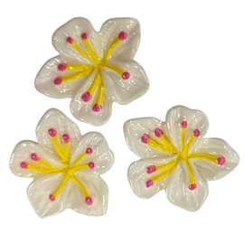 Bloemetjes 2 cm – Kunststof Plakstenen 3 stuks  Wit 97