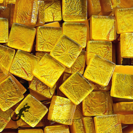 Mozaïek Glastegeltjes 10x10 mm (50 gram) Folie Goud 2332