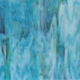 Glasplaat 19x20 cm Aqua/Wit/Purper Gevlekt Semi Translucent CAG41-3 ST