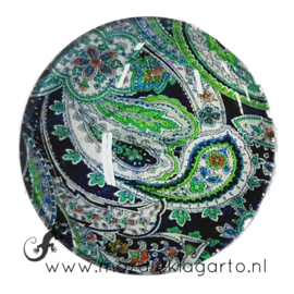 Cabochon/Plaksteen Glas 30 mm Paisley Groen - wit - Zwart 19785