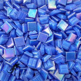 Mozaiek glastegeltjes 1 x 1 cm Parelmoer Saffier blauw 017