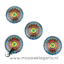 Cabochon/Plaksteen Glas 18 mm per 5 Mandala Multicolor 23383