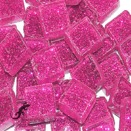 Glasmozaiek glitter 1 x 1 cm per 50 gram Fuchsia 91-10