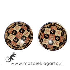 Cabochon/Plaksteen Glas 20 mm per 2 Mandala Bruin - Zwart 39114