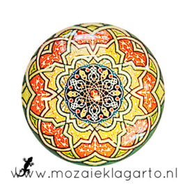 Cabochon/Plaksteen Glas 30 mm Mandala  Oranje-Geel 5006