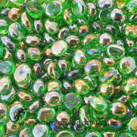 Glas Nugget Mini 9-13 mm Transparant Iriserend 50 gram Groen 4397