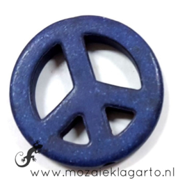 Keramiek Peace teken 25 mm Blauw 004 per 2