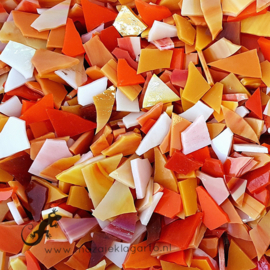 Gekleurde glasscherven 200 gram  Oranje Mix 007