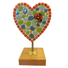 Mozaïek DIY-pakket Hartje op Standaard – Lieveheersbeestje – 18 cm