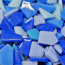 Mozaiek puzzelstukjes Glas 250 gram Mix Blauw 304