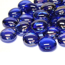 Glas Nugget 17-22 mm  Transparant Iriserend 50 gram Blauw 4414