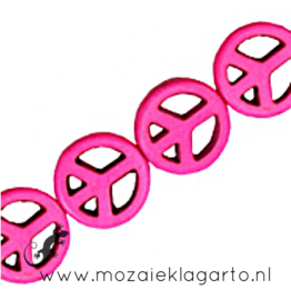 Keramiek Peace teken 15 mm  per 4 Fuchsia 37553