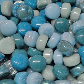 Glasdruppel Rond 12 mm per 250 gram Mix Turquoise 708
