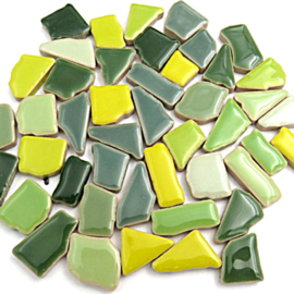 Keramiek Puzzelstukjes per 200 gram Mix Groen 303