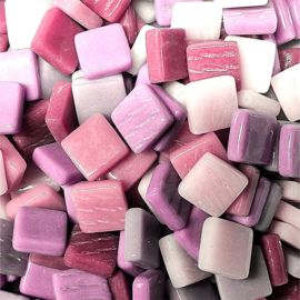 Mozaiek glastegeltjes 12 mm 250 gram Mix Roze/Paars 305