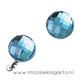 Glas facet geslepen rond 20 mm per 2  Aqua 702