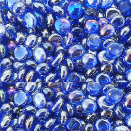 Glas Nugget Mini 9-13 mm Transparant Iriserend 50 gram Blauw 4393