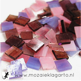Tiffany glastegels 12 mm Mix Roze - Paars 250 gram 305