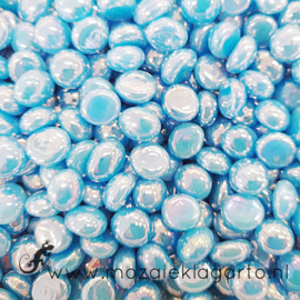 Glas Nugget Mini 9-13 mm Opaal Iriserend 50 gram Aqua 4353