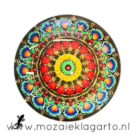 Cabochon/Plaksteen Glas 30 mm Mandala Multicolor  5002