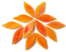 Bloemblaadjes Tiffanyglas 15x38x3 mm per 12 Oranje/Geel 071-1