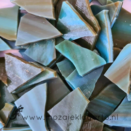 Gekleurde glasscherven Opaal Aqua - Groen - Bruin W96-37o