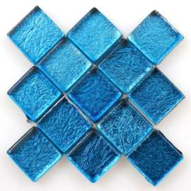Mozaïek Glastegeltjes 10x10 mm (50 gram) Folie Aqua 1002